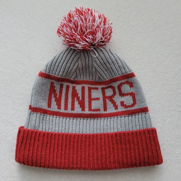 Niners Pom Beanie - San Francisco 49ers Winter Hat Red and Gray - Picture 5 of 10
